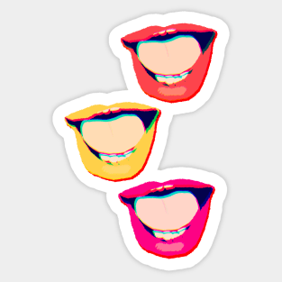 Groovy Old School Pop-Art Style Colorful Mouth Stack Sticker